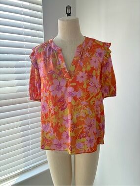Current Air Anthropologie Women's Spring Blooms V-Neck Blouse